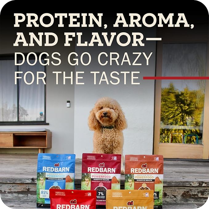 Redbarn Powerfood Air Dried Dog Food - 95% Beef & Beef Organs - High Protein Grain-Free Non-GMO Premium Dry Full Feed or Topper Made in USA with Omega 3 Salmon Oil Flaxseed - 2lb
