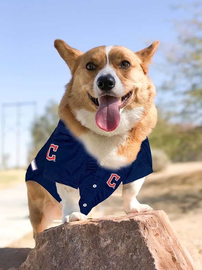 Official MLB Cleveland Guardians Pet Jersey for Dogs & Cats, Size Large - Stylish Baseball Jersey for Your Furry Fan- Show Off Team Spirit with The Perfect Fan Apparel Gear for Pet, Dog & Cat