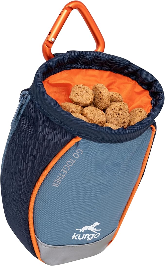 Kurgo Go Stuff It Dog Treat Bag, Training Treat Pouch Bag for Dogs, Treat Pouches for Pets, Hands-Free Pouch Waist, Reflective, Includes Carabiner, MOLLE-Compatible (Navy Blue)