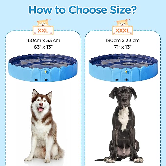 Yaheetech Foldable Dog Bath Pool Collapsible Dog Bathing Tub Doggie Wading Pool with Sprinkler for Indoor/Outdoor Use Suitbale for Puppy Small Medium Dogs Cats(Blue, 63x13 inches)