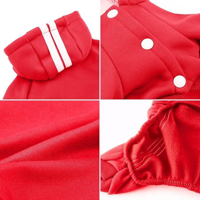 Dog Hoodie Security Clothes 4 Legs Jumpsuit Sweatshirt Hoodies Soft & Warm Dog Outfit Pullover Dog Winter Clothes Sweater for Small Medium Large Dogs Cats (Red, X-Large)