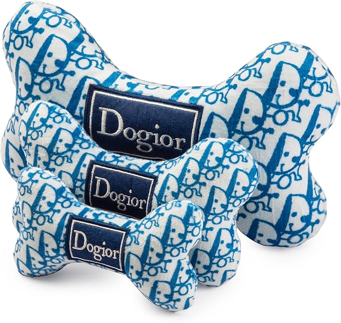 Haute Diggity Dog Dogior Bone, Plush Designer Dog Toys with Interactive Squeaker, Stimulating Pet Enrichment, Machine-Washable & Safe Materials for All Breeds, Size Small