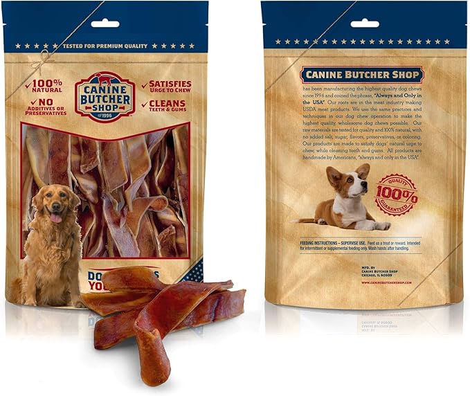 Pig Ears Strips for Dogs Made in USA, Sourced in USA Pig Ears Slivers, Natural, Small-Medium-Large Dog Chew Treat (1 lb)