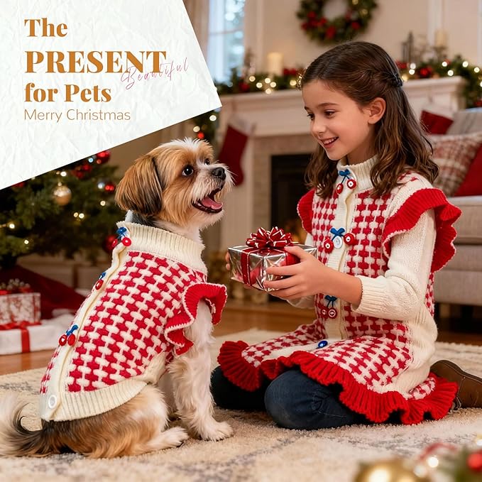 BAEJMJK Cute Cherry Small Dog Sweater Soft Girl Dog Cardigan Clothes Turtleneck Warm Pet Puppy Knitted Pullover Princess Dogs Cats Outfits(Red Cherry B,X-Large)