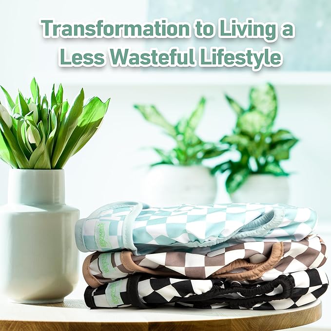 wegreeco Washable Female Dog Diapers Highly Absorbent Reusable Diapers for Dog in Heat Period Diapers, 3 Pack (Checkerboard Green, Black, Coffee, Medium)