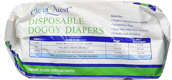 ClearQuest Disposable Doggy Diapers, Super Absorbent Leak-Proof Pet Diapers
