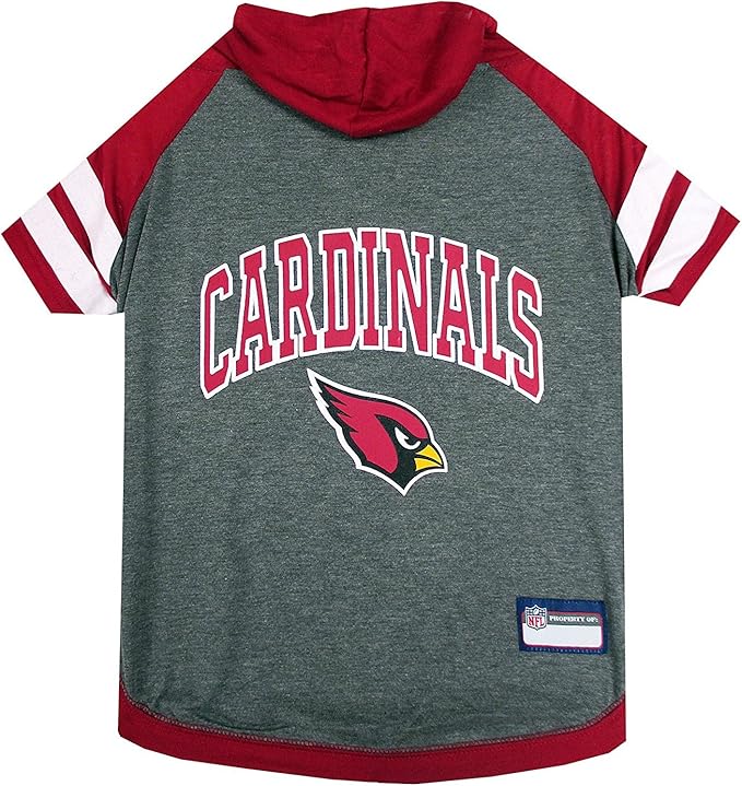 Pets First Hoodie T-Shirt for Dogs & Cats. NFL Arizona Cardinals Football Licensed Dog Hoody Tee Shirt, X-Small Sports Hoody T-Shirt for Pets Licensed Sporty Dog Shirt (ARZ-4044-XS)