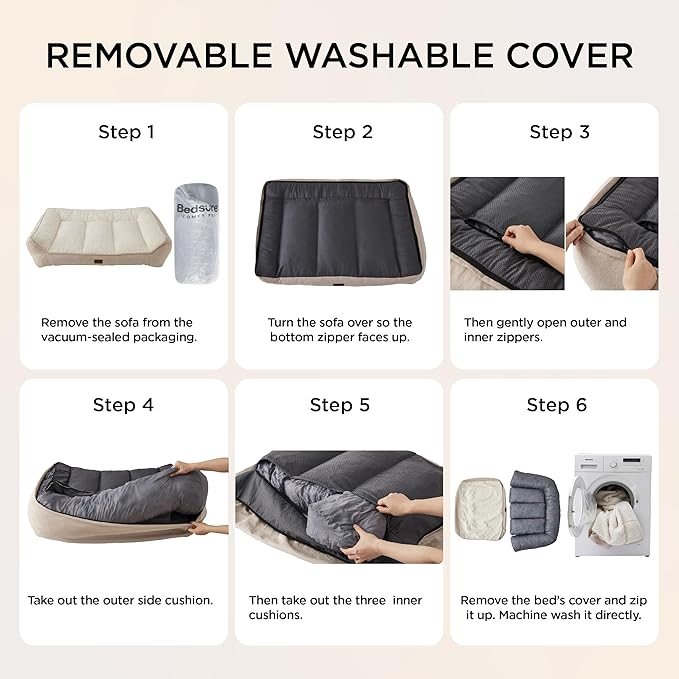 Bedsure SupportMax™ XL Orthopedic Dog Beds Large Sized Dog - Extra Thick Supportive Dogs Couch with Waterproof Washable Cover, Extra Large Comfort Pet Sofa with Soft Sherpa & Nonskid Bottom, Grey, 42"