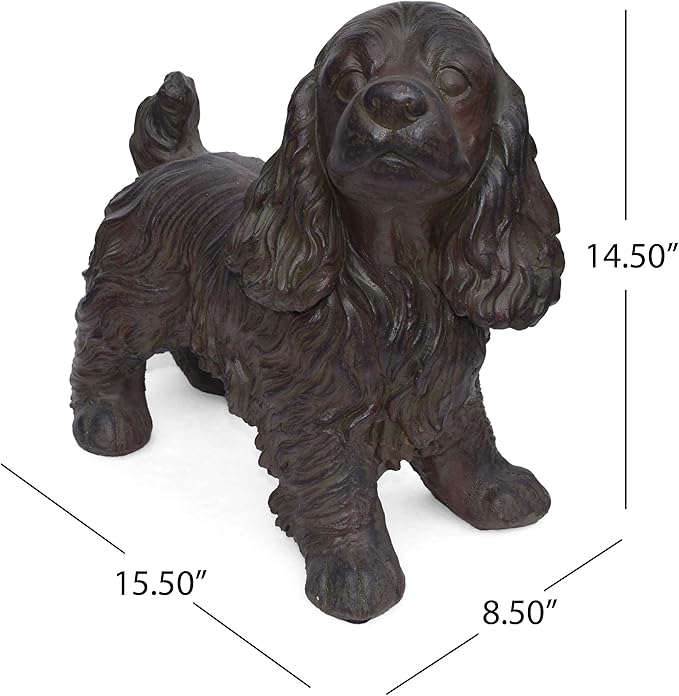 Christopher Knight Home Messiah Outdoor Cocker Spaniel Dog Garden Statue, Brown Finish
