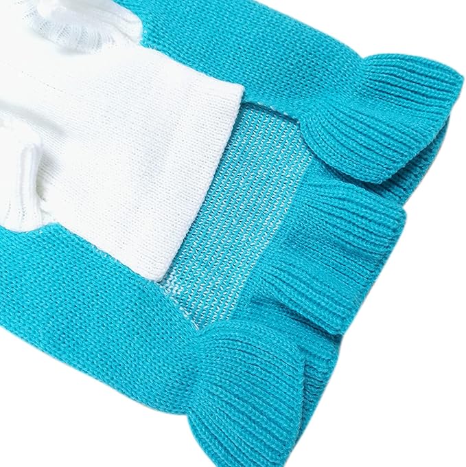 CHBORCHICEN Pet Dog Sweaters Classic Knitwear Turtleneck Winter Warm Puppy Clothing Cute Strawberry and Heart Doggie Sweater (XS, Dress-Sky Blue)