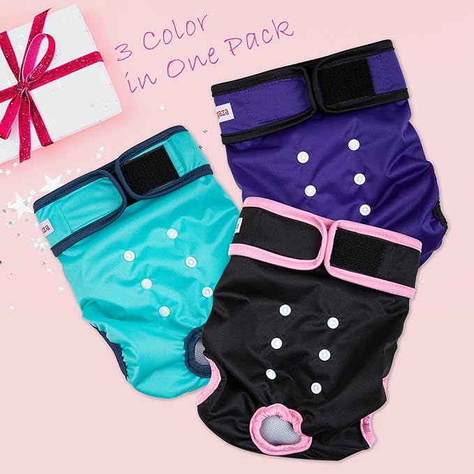 Washable Dog Diapers for Heat & Periods - Reusable Female Dog Diapers with Adjustable Snaps (Large)