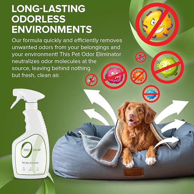 Zero Odor - Pet Odor Eliminator - Permanently Eliminate Air & Surface Odors 16 Oz – Litter Odor Eliminator 64oz Refill