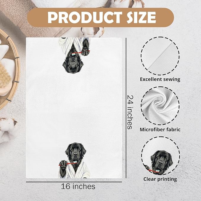 Funny Newfoundland Dog Gifts Bathroom Hand Towel, Newfoundland Dog Hand Towel for Bathroom Kitchen Washroom Decor, Funny Dogs Lover Gifts Dish Tea Towels, 16x24 Inch