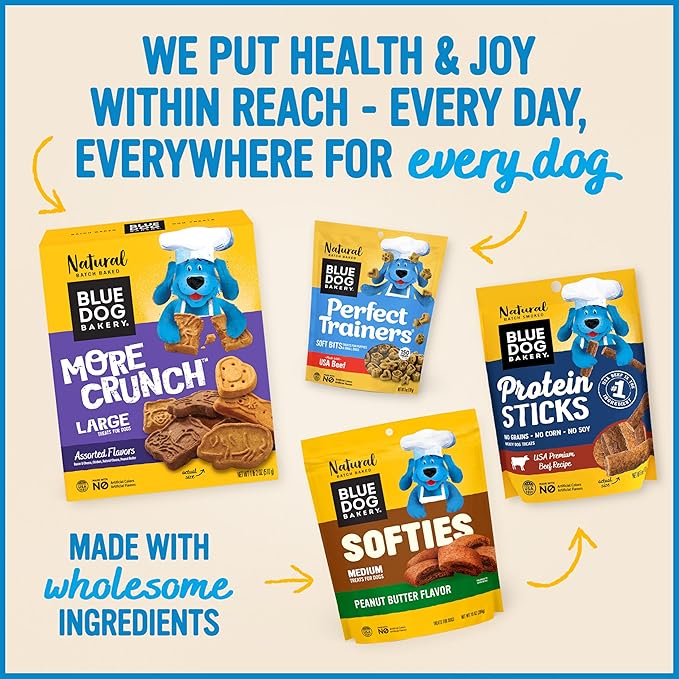 Blue Dog Bakery Natural Dog Treats, Perfect Trainers, Low Calorie Dog Training Treats, Chicken & Cheese Flavor, 6oz, 8 Count
