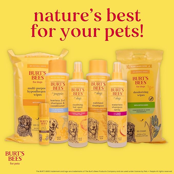 BURT'S BEES FOR PETS Tear Stain Remover for Dogs with Chamomile, 99.9% Natural Origin Formula, Gently Cleanses Eye Area and Removes Debris, Safe for Dogs and Puppies, Cruelty-Free, 4 Fl Oz - 2 Pack