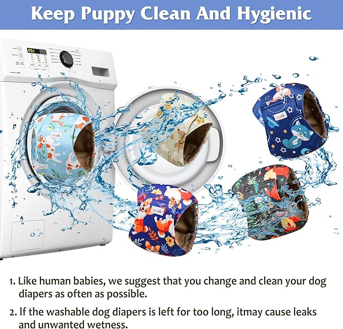 5 Pack Dog Diapers Male Reusable, Premium Belly Bands for Male Dogs, High Absorbing Dog Pee Wraps for Doggie in Incontinence or Training Flower XL