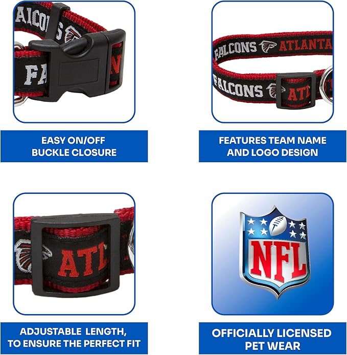 Pets First NFL Atlanta Falcons Licensed PET COLLAR, Large - Heavy-Duty, Strong, and Durable Dog Collar. Available in 31 Football Teams and 4 Sizes