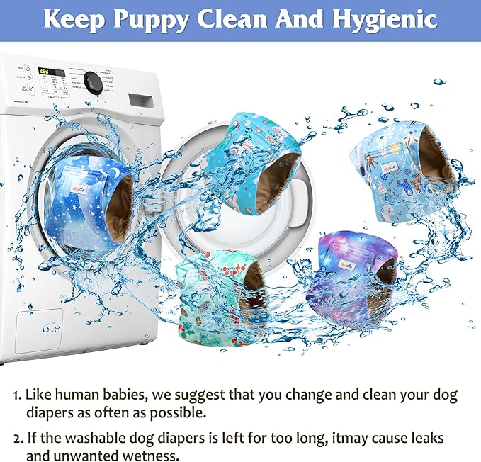 5 Pack Dog Diapers Male Reusable, Premium Belly Bands for Dogs, High Absorbing Male Dog Pee Wraps for Doggie in Incontinence or Excitable Urination Galaxy S