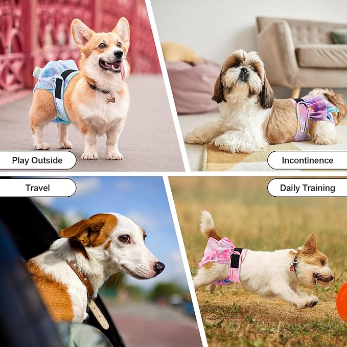Reusable Dog Diapers Female Medium Washable, Premium Doggie Diaper for Dogs, Pack of 3, Highly Absorbent Dog Diaper for Heat, Incontinence and Puppy Training(M)