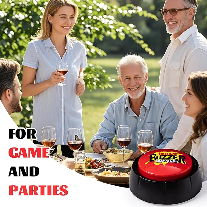 Booze Buzzer Drinking Game Button-Funny Talking Button for Party,Happy Hour and More