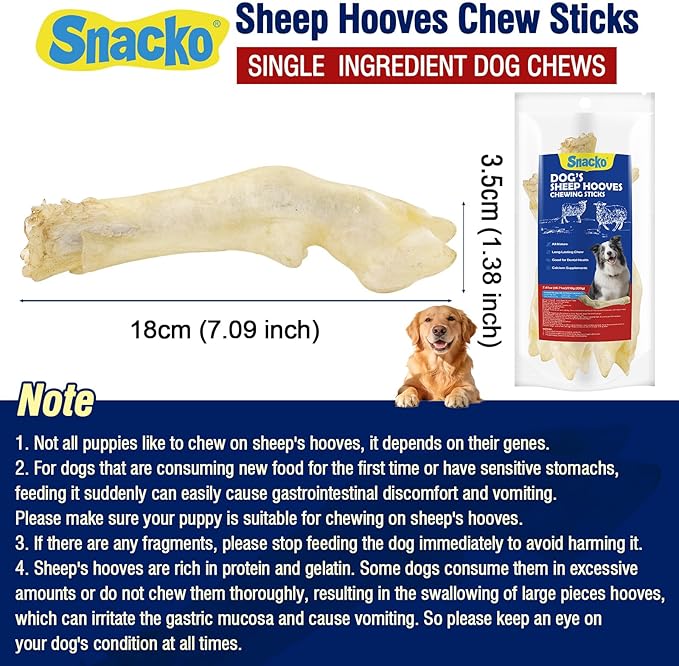 Sheep Hooves Dog Treats Dehydrated Lamb Trotters 7.4 oz Single Ingredient Chew Sticks Bone for Puppy Organic Training Low Fat