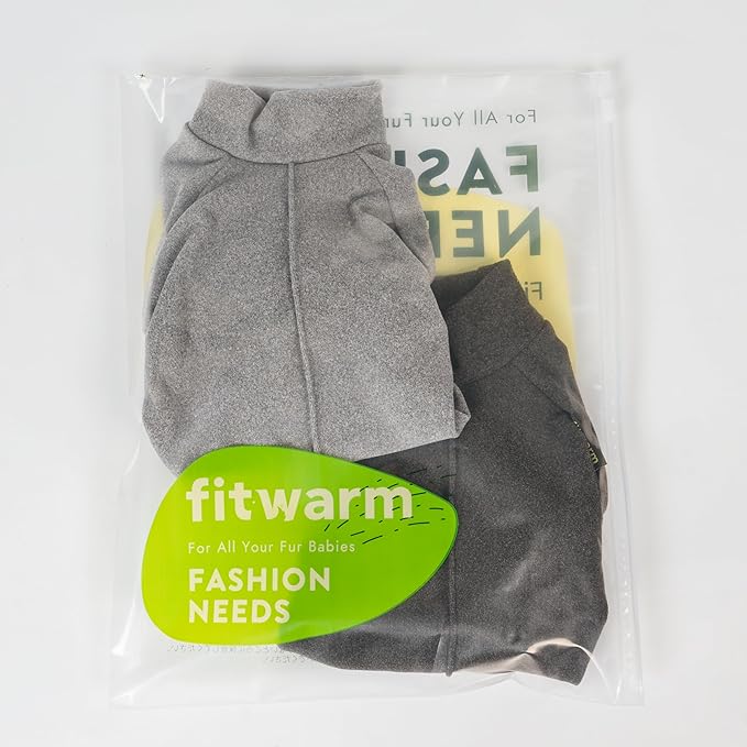 Fitwarm 2 Pack Lightweight Fleece Dog Pajamas, Warm Winter Clothes for Small Dogs Boy Girl, Cozy Pet Onesie with Feet, Dark Gray, Light Gray, XL