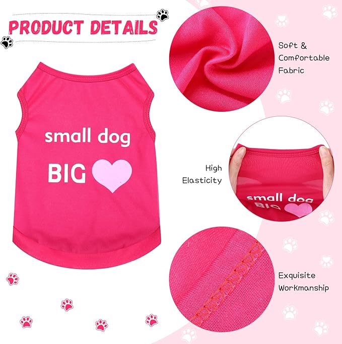 Reginary 8 Pieces Dog Shirts Girl Small Dog Clothes for Chihuahuas Yorkies Female Puppy Shirts Printed Pet Outfit Cute Breathable Soft Valentine's Day Doggie Cat Lovers Gift(Cute Pattern,Size S)