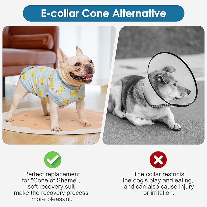 cyeollo Recovery Suit for Dogs Surgery Suit Female Spay Soft Pet Onesie Bodysuit Male Dog Neuter, Medium Large Dogs Surgical Recovery Shirt, Yellow Duck, XL