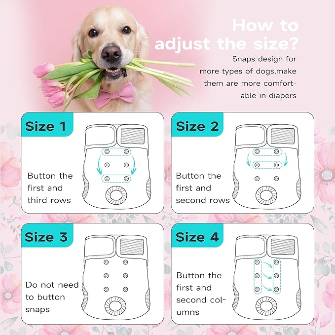 Paw Legend Washable Reusable Female Dog Period Diapers for Heat Doggie Puppy Diapers for Female Dogs (3 Pack, Small)
