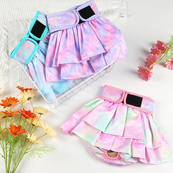 Washable Female Dog Diapers Skirt(4 Pcs) - Reusable Doggie Diapers with Adjustable Snaps, High Absorbency Leak-Proof Puppy Diapers for Female Dog in Heat, Period, Incontinence L