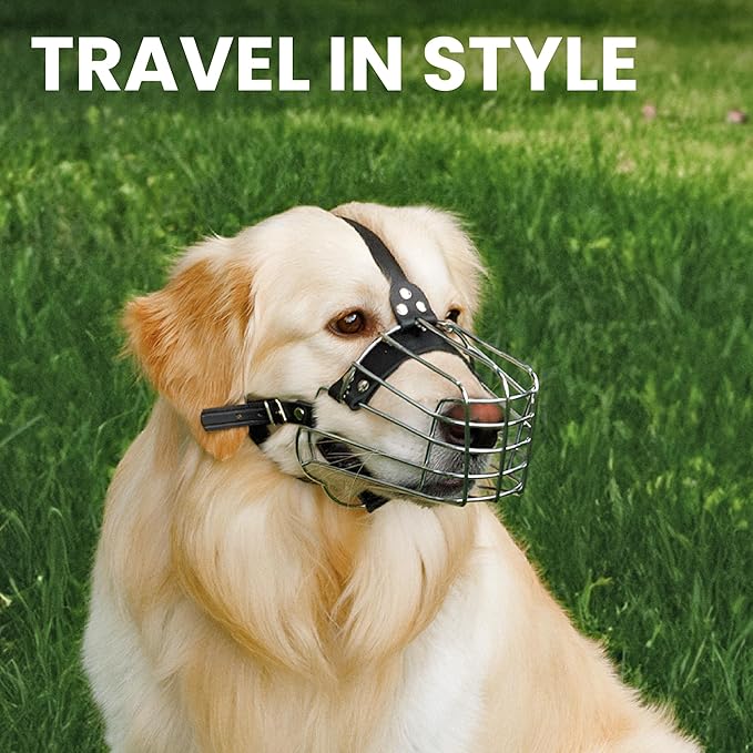 BRONZEDOG Wire Basket Dog Muzzle, Breathable Metal Mask for Small, Medium & Large Dogs, Adjustable & Padded, Training & Behavior Support (Size 5)
