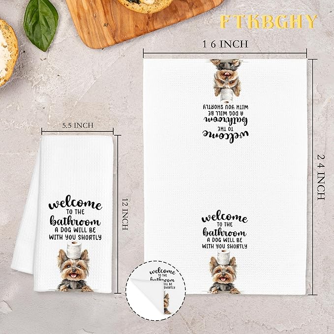 Funny Yorkshire Terrier Hand Towels for Bathroom Decor, Yorkie Gifts for Women, Dog Lover Gifts Decorative Hand Towels for Bathroom Restroom Room, 16x24 Inch