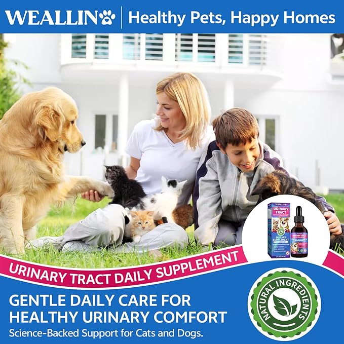 2 Pack – Cat & Dog Natural Urinary Tract Infection Treatment with Cranberry, Kidney, and Bladder Support Supplement, Support for Urinary Comfort & Bladder Flow – Pet Renal Care Support Drops