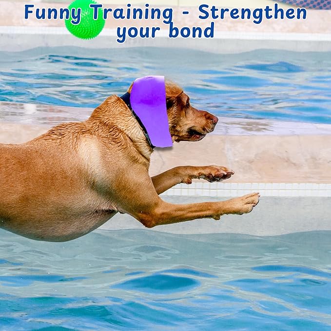 2pcs Dog Ear Covers for Swimming, Ear Protection for Dogs Bathing, Dog Bath Supplies, Ears Wrap for Dogs, Waterproof Ears Covers Swimming Cap, Adjustable Shower Cap, Puppy Swim Cap (Purple, Pink, M)