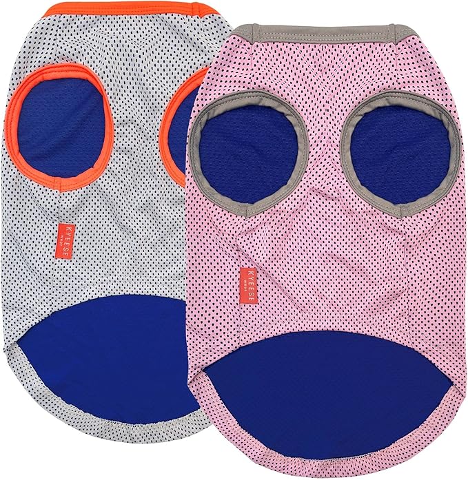 KYEESE 2Pack Dog Cooling Shirt, Breathable Dog Shirt for Medium Large Dogs, Sun Protection Dogs Cooling Vest Tank Top, Lightweight Soft Sleeveless Summer Pet Clothes, Pink+Grey, 2XL