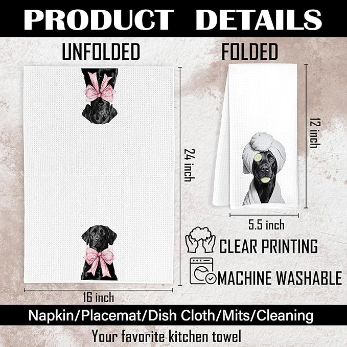 Funny Black Labrador Bathroom Hand Towels, Dog Bathroom Decor, Black Lab Gifts, Trendy Labrador Dog Hand Towels for Bath Room Washroom Spa Gym Decor, 16x24 Inch Set of 2