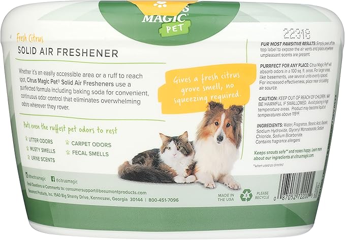 Citrus Magic Pet Odor Eliminator Solid Air Freshener, Fresh Citrus, 20-Ounce, Pack of 1