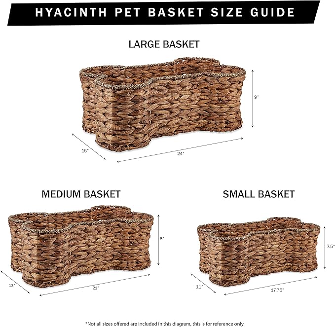 Bone Dry Pet Storage Collection, Bone Shape Hyacinth Toy Basket, Natural, Small