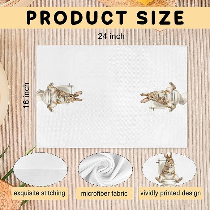 Funny Bunny Rabbit Hand Towels for Bathroom Decor, Easter Rabbit Gifts Dish Tea Towels, Bunny Gifts Hand Towel for Restroom Kitchen Washroom Decor, 16x24 Inch