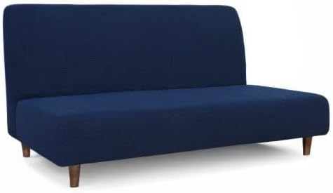 Easy-Going 100% Waterproof Futon Cover, Dual Waterproof Couch Cover for Futon, Stretch Jacquard Sofa Cover, Leakproof Furniture Protector for Kids, Pets, Dog and Cat (Medium, Navy)