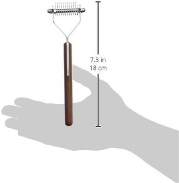 Mars Coat King Blunt Dematting Undercoat Grooming Rake Stripper Tool for Dogs and Cats, Stainless Steel with Wooden Handle, Made in Germany, 12-Blade