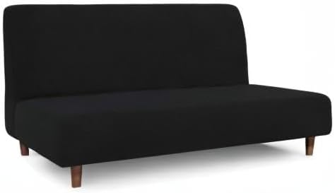 Easy-Going 100% Waterproof Futon Cover, Dual Waterproof Couch Cover for Futon, Stretch Jacquard Sofa Cover, Leakproof Furniture Protector for Kids, Pets, Dog and Cat (Medium, Black)