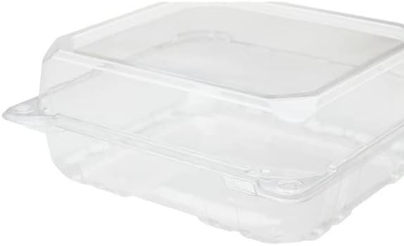 Karat Clamshell Take Out Food Containers [8"x8" - 250 ct] Durable, Stackable, Crack-Resistant To Go Boxes | Clear