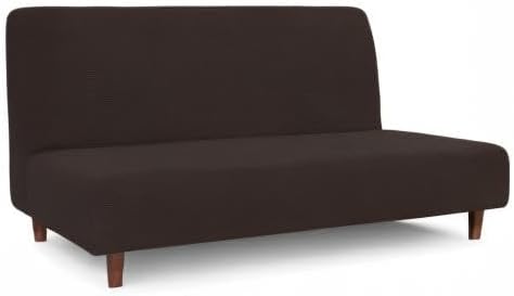 Easy-Going 100% Waterproof Futon Cover, Dual Waterproof Couch Cover for Futon, Stretch Jacquard Sofa Cover, Leakproof Furniture Protector for Kids, Pets, Dog and Cat (Medium, Chocolate)