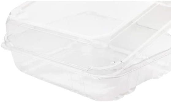 Karat Clamshell Take Out Food Containers [8"x8" - 250 ct] Durable, Stackable, Crack-Resistant To Go Boxes | Clear
