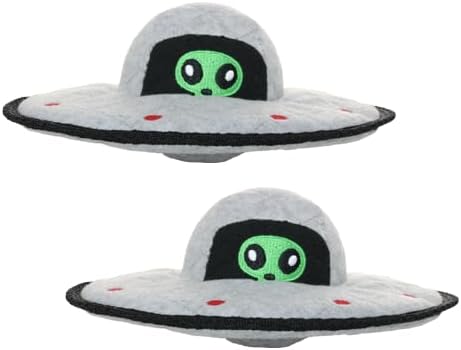 TUFFY® - World's Tuffest Soft Dog Toy - Alien - Multiple Layers. Made Durable, Strong & Tough. Interactive Play (Tug, Toss & Fetch). Machine Washable & Floats. (UFO, Large 2 Pack)