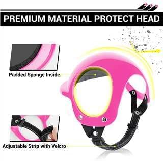 Dog Goggles and Helmet Set - Anti-dust UV Protection Sunglasses, Durable Motorcycle Helmet With Ear Hole, Adjustable Pet Glasses for Medium to Large Dogs - Pink