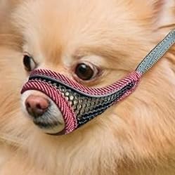 Dog Muzzle, Soft Mesh Muzzles for Small Dogs, Chihuahua Yorkie Pom, Short Snout Mouth Guard for Barking Biting Grooming, Breathable Adjustable Puppy Muzzle (Cherry Red, XXS)