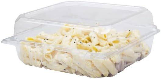 Karat Clamshell Take Out Food Containers [8"x8" - 250 ct] Durable, Stackable, Crack-Resistant To Go Boxes | Clear