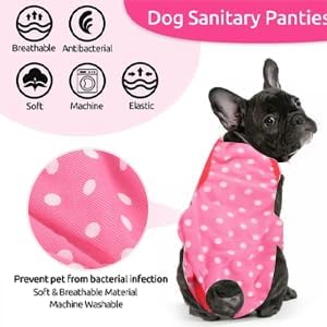 Dog Sanitary Pants, 6 Sizes Female Dog Doggy Puppy Diaper Nappy Physiological Sanitary Briefs Menstrual Suspender Underwear Pants for Small Medium Pet Dogs(XS)